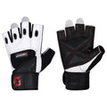Skott Python Ice White Weight Lifting Gloves for Men and Women, Genuine Leather Workout Gloves with Padded Palm and Fingers, Wrist Wrap Support Fitness and Exercise Accessories (Unisex)