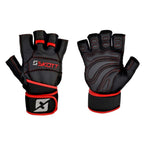 Skott Original Predator Gloves Genuine Leather Weightlifting with Double-Wrap Wrist Support, 3D Fit, Structural Palm and Finger Protection, Pull-Off System for Fitness and Exercise Unisex