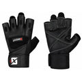 Skott Python Shadow Black Weight Lifting Gloves for Men and Women, Genuine Leather Workout Gloves with Padded Palm and Fingers, Wrist Wrap Support Fitness and Exercise Accessories (Unisex)
