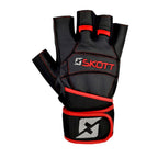 Skott Original Predator Gloves Genuine Leather Weightlifting with Double-Wrap Wrist Support, 3D Fit, Structural Palm and Finger Protection, Pull-Off System for Fitness and Exercise Unisex