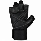 Skott Python Shadow Black Weight Lifting Gloves for Men and Women, Genuine Leather Workout Gloves with Padded Palm and Fingers, Wrist Wrap Support Fitness and Exercise Accessories (Unisex)