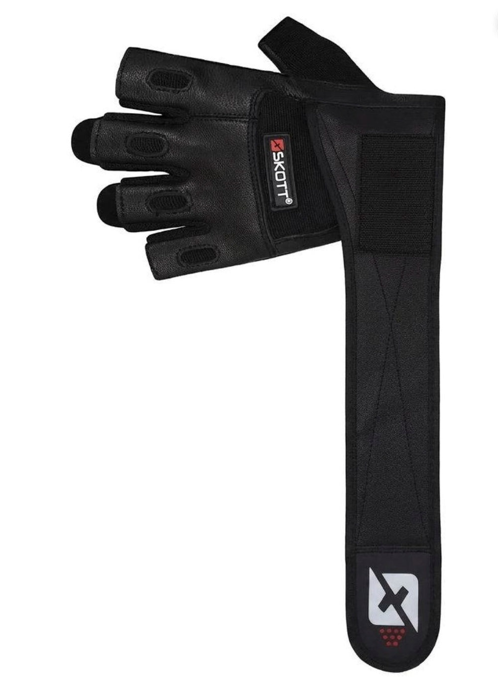 Skott Python Shadow Black Weight Lifting Gloves for Men and Women, Genuine Leather Workout Gloves with Padded Palm and Fingers, Wrist Wrap Support Fitness and Exercise Accessories (Unisex)