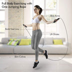 Loocio Jumping Rope Tangle-Free Rapid Speed Cable with Ball Bearings Adjustable Steel with Foam Handles for Gym Exercise Fitness Workout Equipment & Slim Body for Women, Men, and Kids