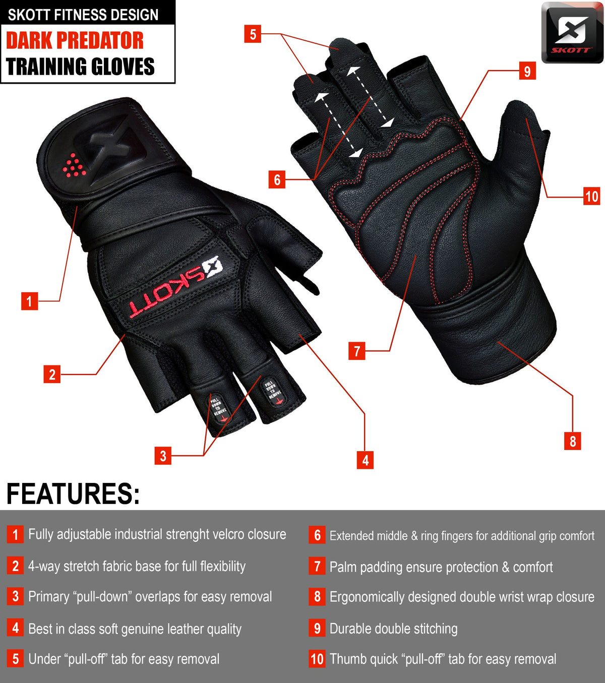 Skott Dark Predator Weightlifting Gloves, product image 6