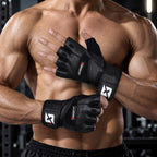 Skott Python Shadow Black Weight Lifting Gloves for Men and Women, Genuine Leather Workout Gloves with Padded Palm and Fingers, Wrist Wrap Support Fitness and Exercise Accessories (Unisex)